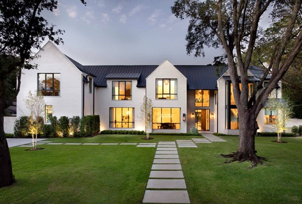 The front facade of a newly renovated big house